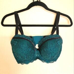 Victoria's Secret Dream Angels Lightly Lined Lace Demi Bra 34DDD Green / Velvet